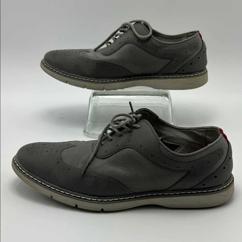 Stacy Adams Gray Oxford Dress Shoes Men's  Brogue Detailing Leather  9.5 M